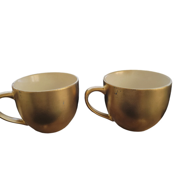 Lily Pulitzer Ceramic Mugs Set of 2 Gold Painted 12 oz - Picture 2 of 16